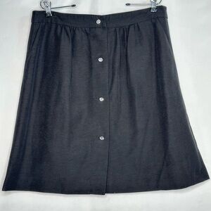 Talbots Black A-line Skirt Rhinestone Silver Button Down Front  Whimsigoth Sz 14